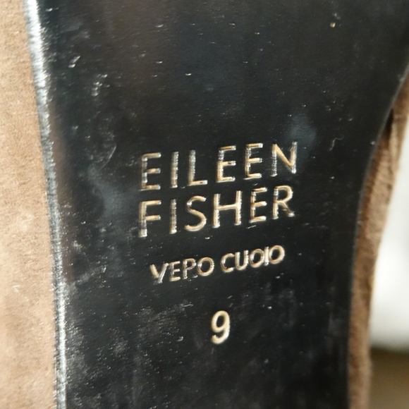 EILEEN FISHER Cinch SMOOTH Suede Block Heel Mid Boot Dark Brown, size 9 - Picture 2 of 7